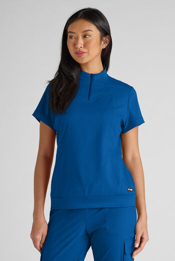 Grey's Anatomy by Barco Emerge Rowen Women's 2-Pocket STRETCH Banded Bottom Zip Scrub Top