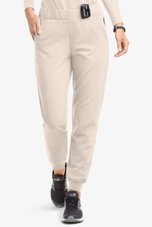 MOVEMENT by Butter-Soft Vega Women's 5-Pocket Flat Front Jogger STRETCH Scrub Pants - Tall - Khaki Shale - 1