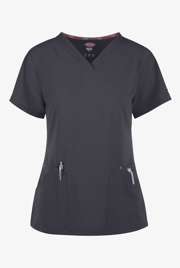 Dickies EDS NXT Women's 4-pocket V-Neck Scrub Top - Pewter - 1