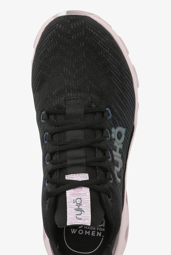 Ryka Women's Devotion X PLUS Black/Lilac Athletic Lace Up Nursing Shoes - null - 2