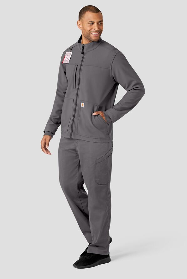Carhartt Force Rugged Flex Men's 3-Pocket Bonded Fleece Scrub Jacket - Pewter - 5