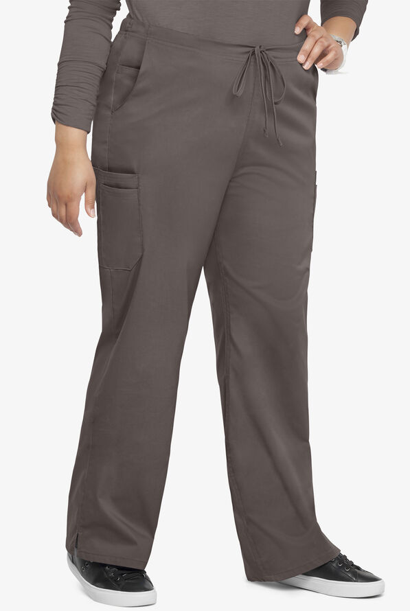 Butter-Soft STRETCH Women's 9-Pocket Drawstring with Back Elastic Scrub Pants - Cool Grey - 3