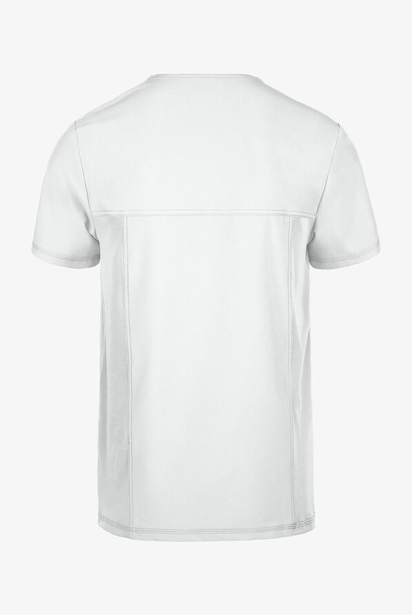 Infinity Men's 3-Pocket STRETCH Rib-Knit Side Panel Scrub Top - White - 3