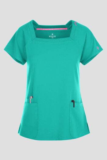 Blusa m&eacute;dica Med Couture Amp STRETCH con cuello cuadrado y 3 bolsillos para mujer