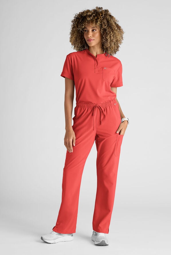 Pantal&oacute;n m&eacute;dico Easy STRETCH Eden con cord&oacute;n y 4 bolsillos para mujer - Spiced Coral - 8