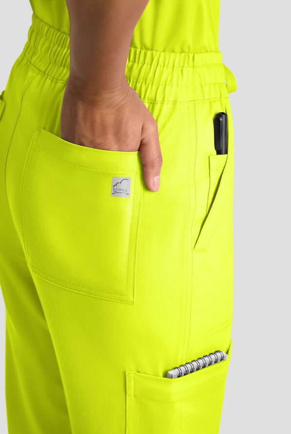Butter-Soft STRETCH FLXTEK+ Women's 8-Pocket Straight Leg Cargo Scrub Pants - Lime Crush - 4