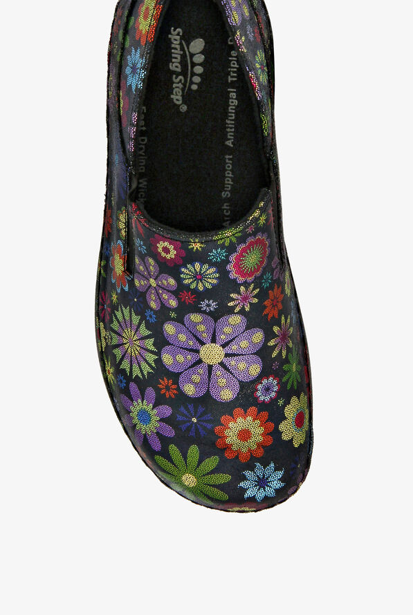 Spring Step Women's Professional Manila Black-Multi Nursing Clogs - null - 4