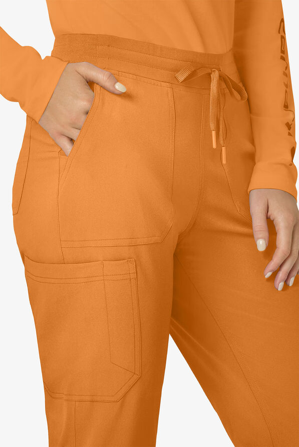 Carhartt Cross-Flex Force Women's 8-Pocket STRETCH Knit Cuff Cargo Jogger Scrub Pants - Petite - Fox Brown - 3