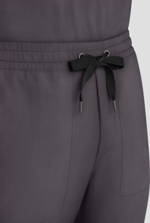 Healing Hands Quest Men's 4-Pocket STRETCH Straight Leg Drawstring Cargo Scrub Pant - Pewter - 2