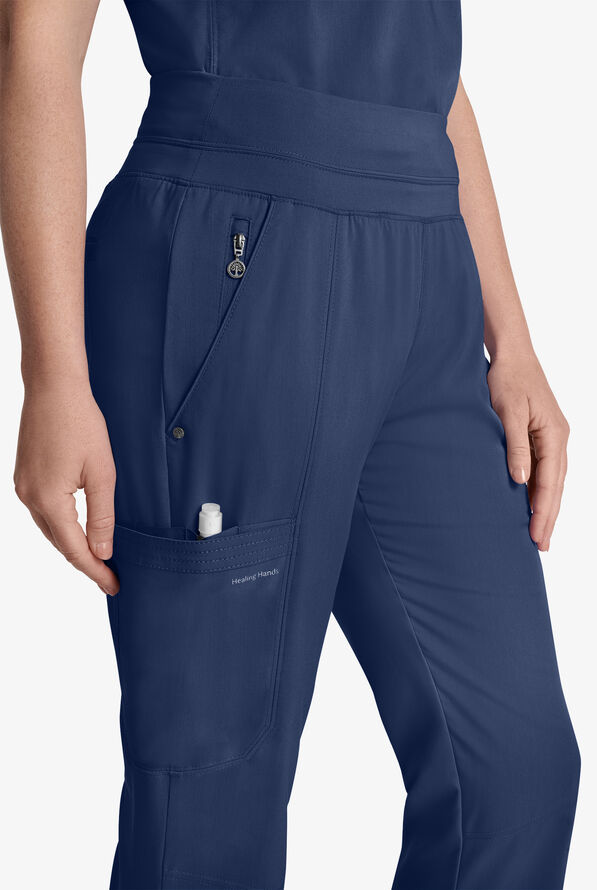 Healing Hands Purple Label Tina Women's 8-Pocket STRETCH Yoga Scrub Pants - Navy - 2