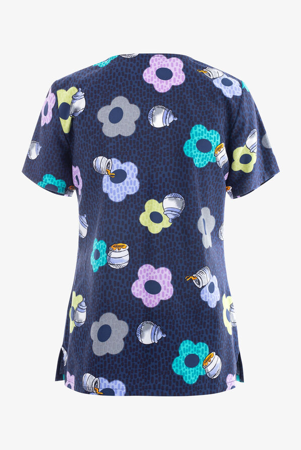 Blusa médica estampada Tooniforms Home And Hunny Winnie the Pooh STRETCH con cuello en V y 3 bolsillos para mujer - null - 2