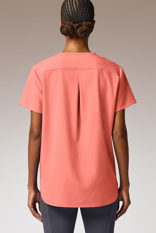 Hypothesis Beta V-Shell Women's 2-Pocket Relaxed Fit Tunic Scrub Top - Thermal Coral - 3