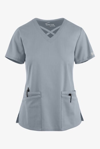 Blusa m&eacute;dica UA Butter-Soft STRETCH con lazos entrecruzados y 4 bolsillos para mujer