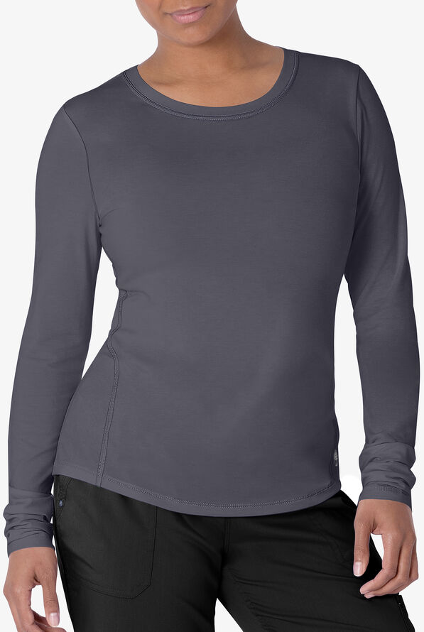 Healing Hands Mackenzie Women's STRETCH Long Sleeve Knit Underscrub - Pewter - 2