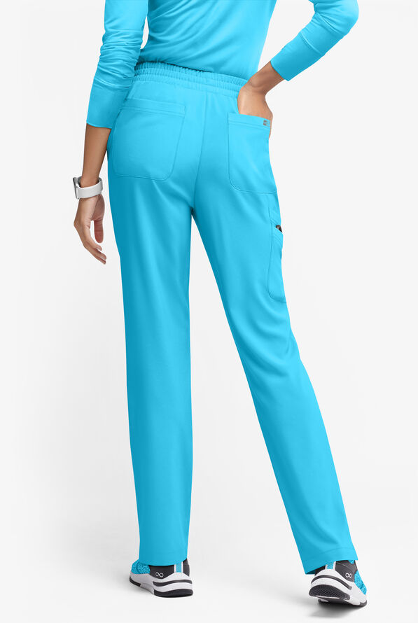 Easy STRETCH Naya Women’s Natural Waist 6-Pocket Straight Leg Scrub Pants - Petite - Turquoise - 5