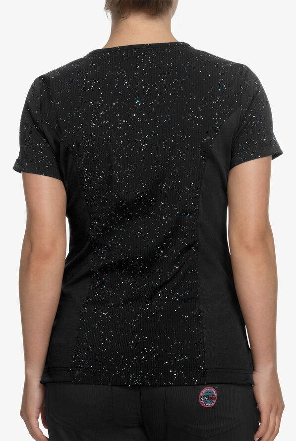 koi Lite&trade; Limited Edition Serenity Women's 4-Pocket V-Neck Scrub Top - Black Iridescent - 3