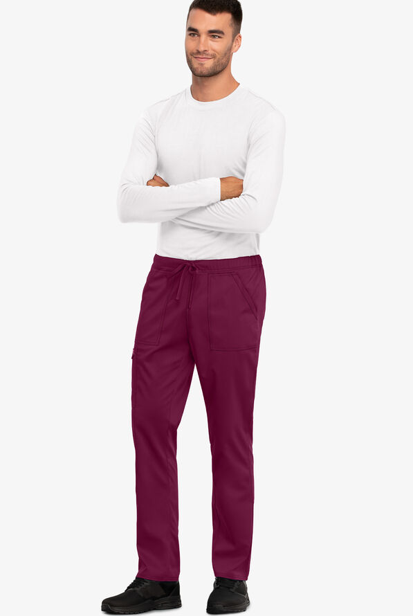 Cherokee Workwear Revolution Unisex 4-Pocket STRETCH Drawstring Cargo Scrub Pants - Wine - 2