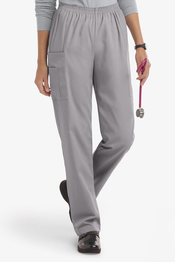 UA Best Buy Scrubs Women's 3-Pocket Elastic Waist Tapered Pants - Tall - Dove Grey - 1