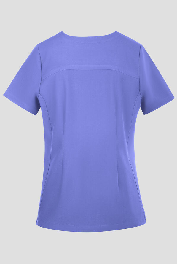 Healing Hands Quest Briana Women's 3-Pocket STRETCH Y-Neck Scrub Top - Ceil Blue - 2