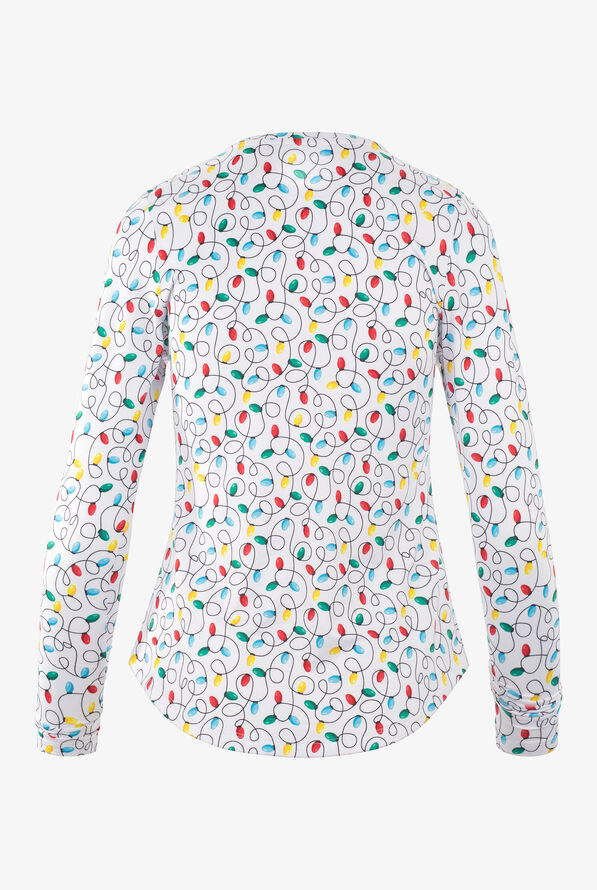  Zavate Ava Therese Let's Get Lit Christmas Women's STRETCH Long Sleeve Knit Underscrub - null - 2