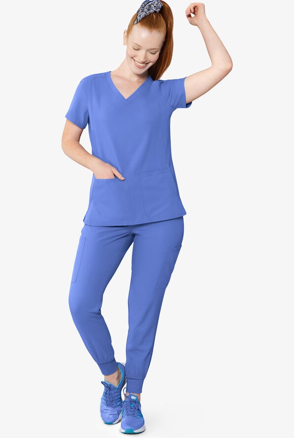 Blusa m&eacute;dica Med Couture Insight con cuello en V y 4 bolsillos para mujer - Ceil Blue - 2