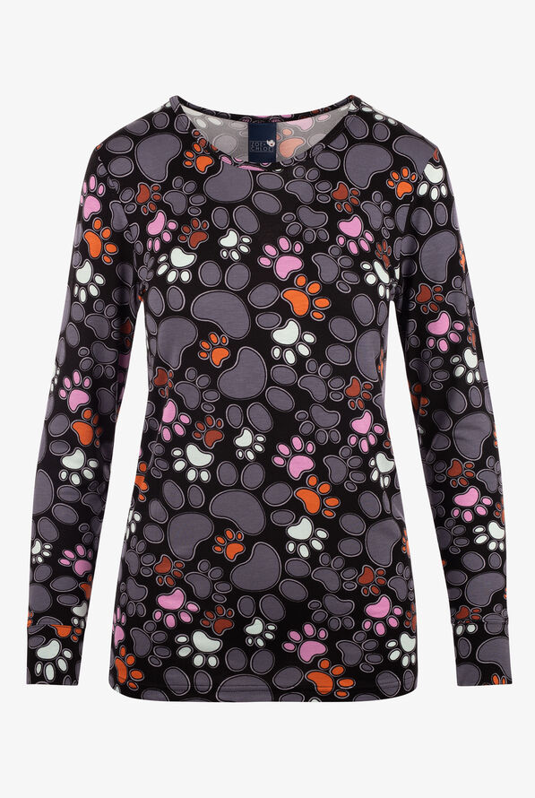 Zoe & Chloe So Fetch Paws Women's STRETCH  Long Sleeve Knit Underscrub - null - 1