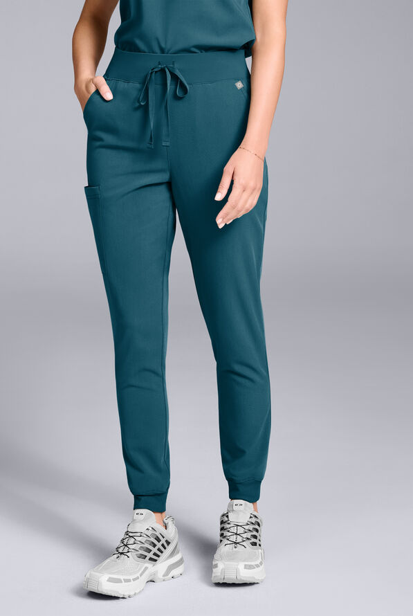 Hypothesis Women's Base 6-Pocket Jogger Scrub Pant - Caribbean Blue - 1