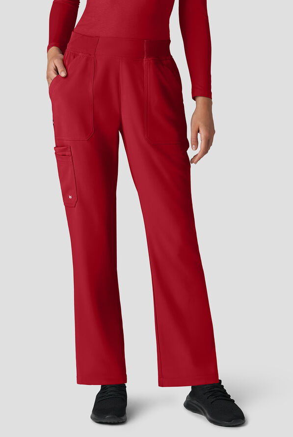 koi Next Gen Jump Start Women's 7-Pocket STRETCH Boot Cut Cargo Scrub Pants - Ruby - 1