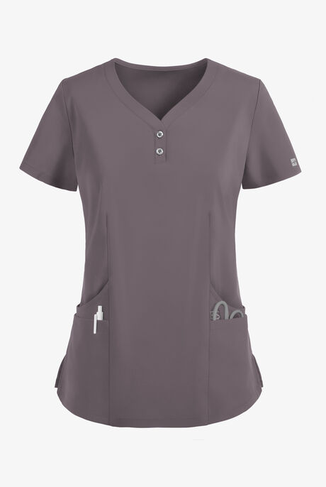 Easy STRETCH Demi Women's 4-Pocket Henley Scrub Top