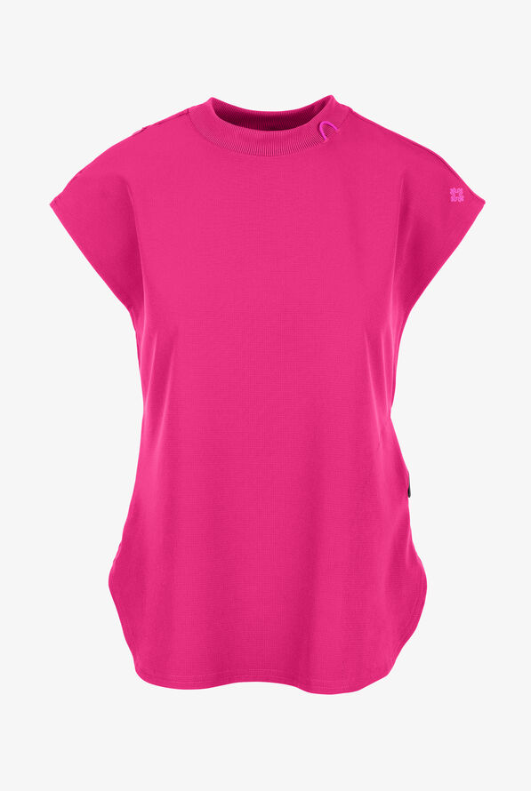 Med Couture Amp Women's 2-Pocket STRETCH Tuck in Dolman Crew Neck Scrub Top - Pink Power - 1