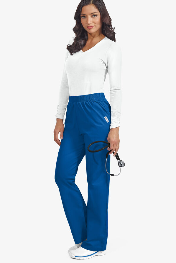 UA Best Buy Scrubs Women's 2-Pocket Elastic Waist Pants - Petite - Royal - 2