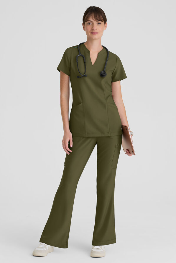 Blusa m&eacute;dica Grey's Anatomy by Barco Evolve STRETCH Sky con cuello con muesca y 2 bolsillos para mujer - Fern - 5