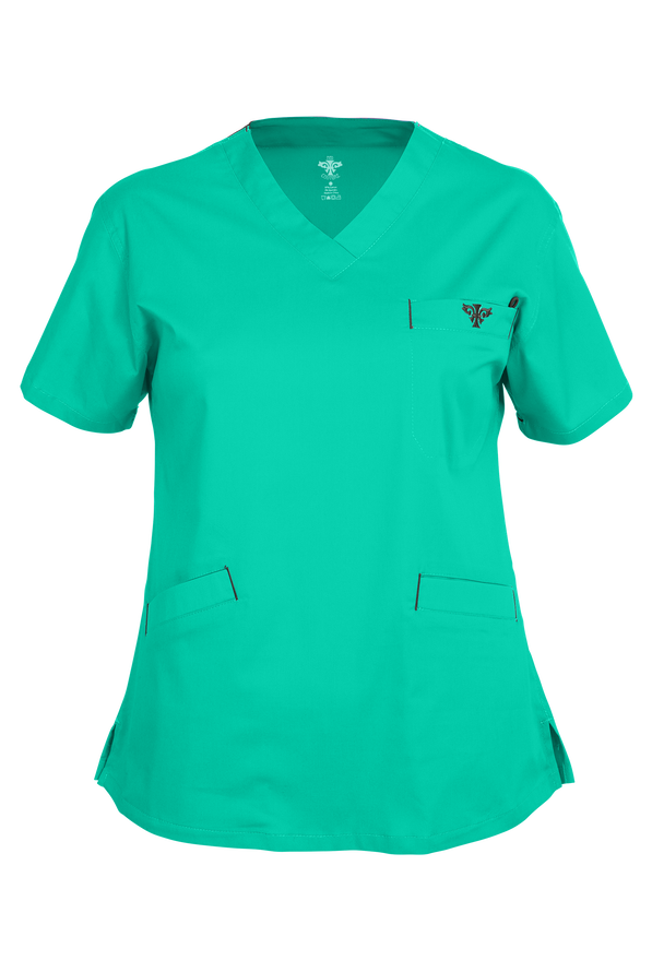 Med Couture Women's VNeck STRETCH Scrub Top Peaches Scrubs