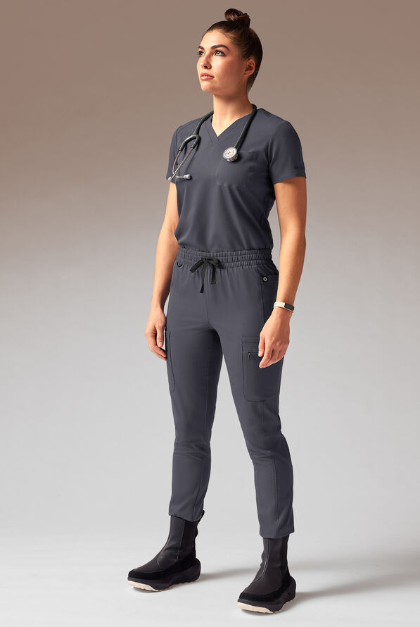 Hypothesis Cache Women’s 6-Pocket Jogger Scrub Pant - Pewter - 4