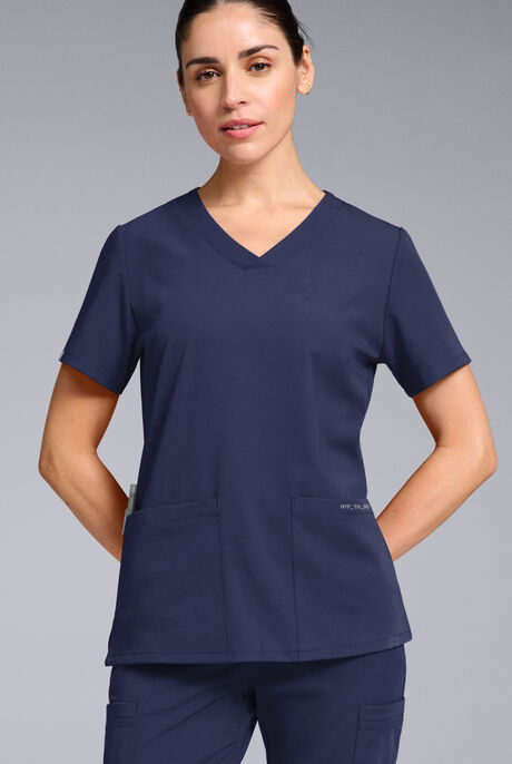 Blusa médica Hypothesis Base con cuello en V y 3 bolsillos para mujer