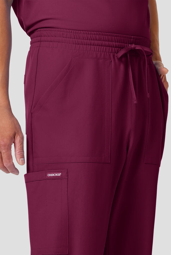 Pantal&oacute;n m&eacute;dico Cherokee Workwear Originals Ultra estilo jogger con cord&oacute;n y 4 bolsillos para hombre - Wine - 3