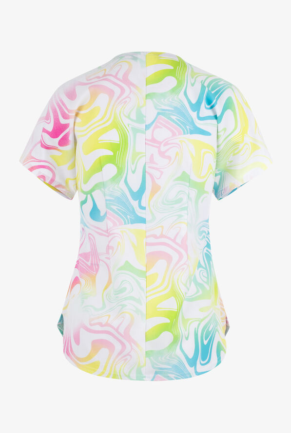 Blusa médica estampada heartsoul Gimme A Swirl Marble STRETCH con cuello en V y 2 bolsillos para mujer - null - 2
