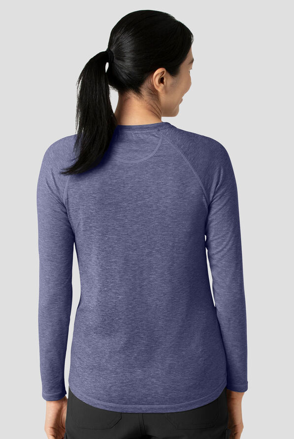 Camiseta m&eacute;dica Carhart Force estilo jaspeado con mangas ragl&aacute;n y 1 bolsillo para mujer - Navy Heather - 4