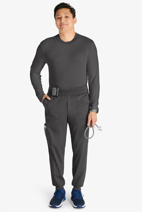 Cherokee Workwear Revolution Men's 5-Pocket STRETCH Mesh Waistband Cargo Jogger Scrub Pants - Pewter - 4