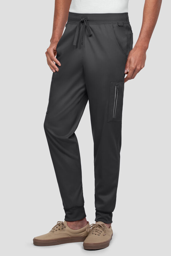 Strictly Scrubs Active STRETCH Men's 9-Pocket  Knit Waist Jogger Scrub Pant - Pewter - 1