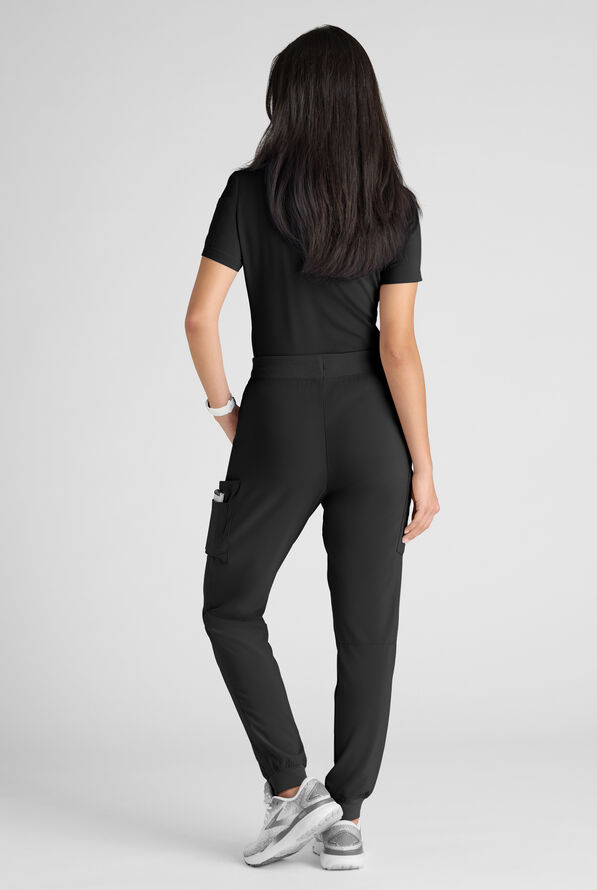 Conjunto de uniforme m&eacute;dico Easy STRETCH con 10 bolsillos para mujer - Onyx Black - 3