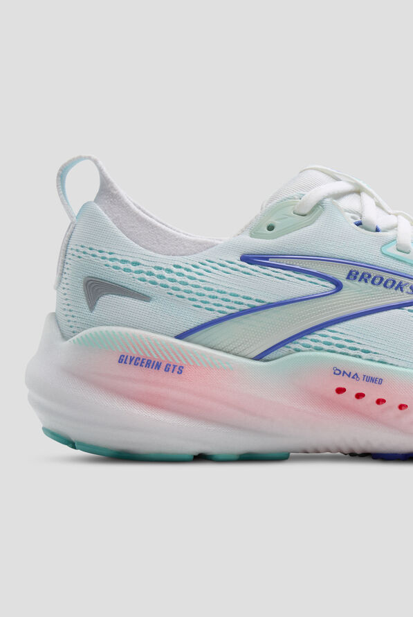 Brooks Women's Glycerin GTS 22 White/Limpet Shell/Amparo Blue Athletic Lace Up Shoes - null - 4