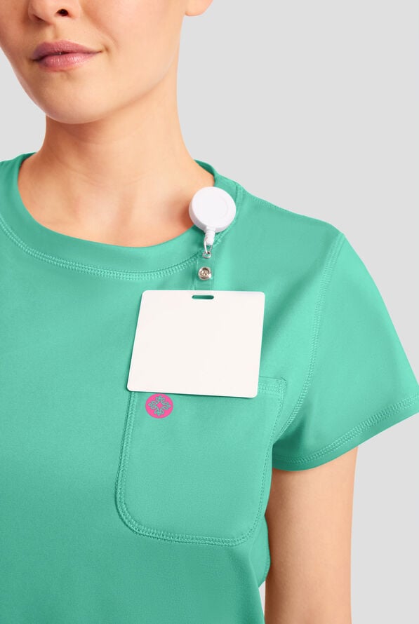 Med Couture Amp Knit Women's 2-Pocket STRETCH Crew Neck Scrub Top - Mint Condition - 5