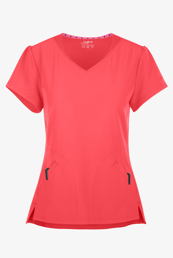 heartsoul Break On Through Women's 2-Pocket STRETCH V-Neck Scrub Top - Go Guava - 1