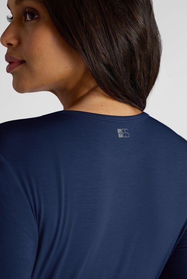Easy STRETCH Cate Women's Long Sleeve Knit Underscrub - Navy - 2