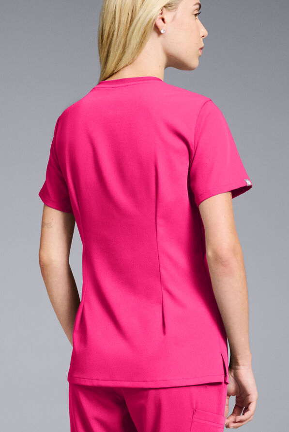 Blusa médica Hypothesis Base con cuello redondo para mujer - Reactive Pink - 5
