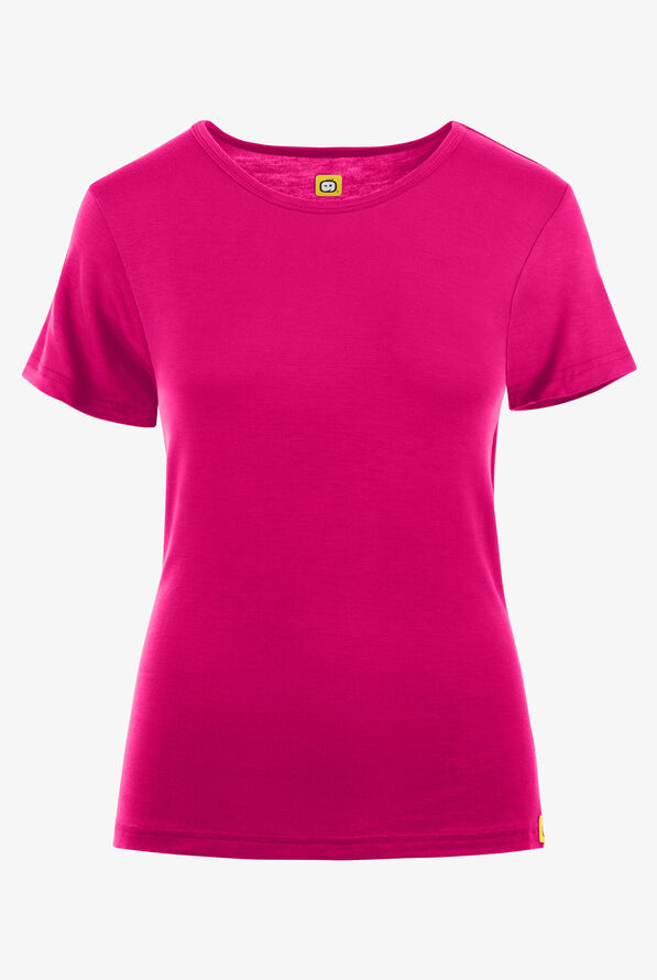 Wink Layers Women's STRETCH Silky Short Sleeve Knit Underscrub - Hot Pink - 1