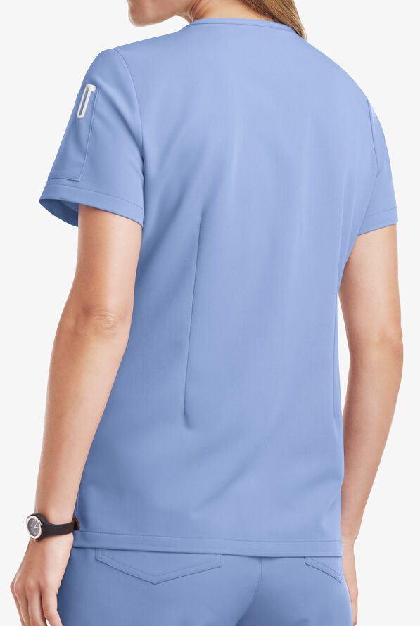 MOVEMENT by Butter-Soft STRETCH Antares Women's 6-Pocket V-Neck Scrub Top - Ceil Blue - 4