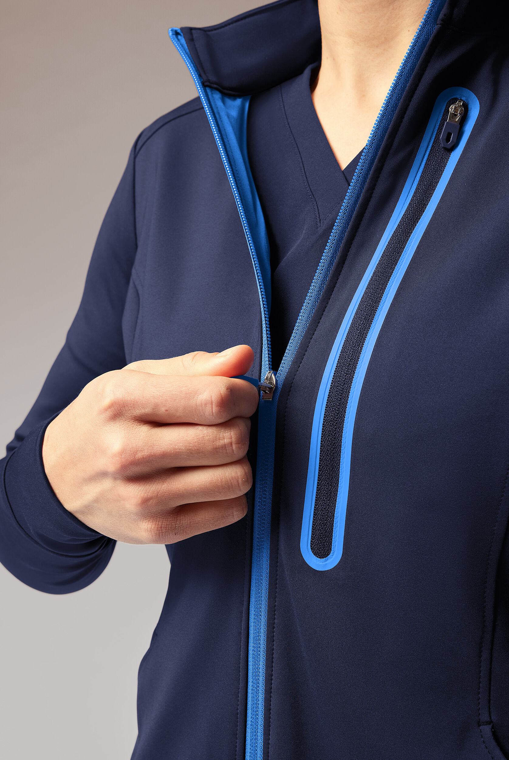 Hypothesis Women's Contrast Zip Front Knit Scrub Hoodie