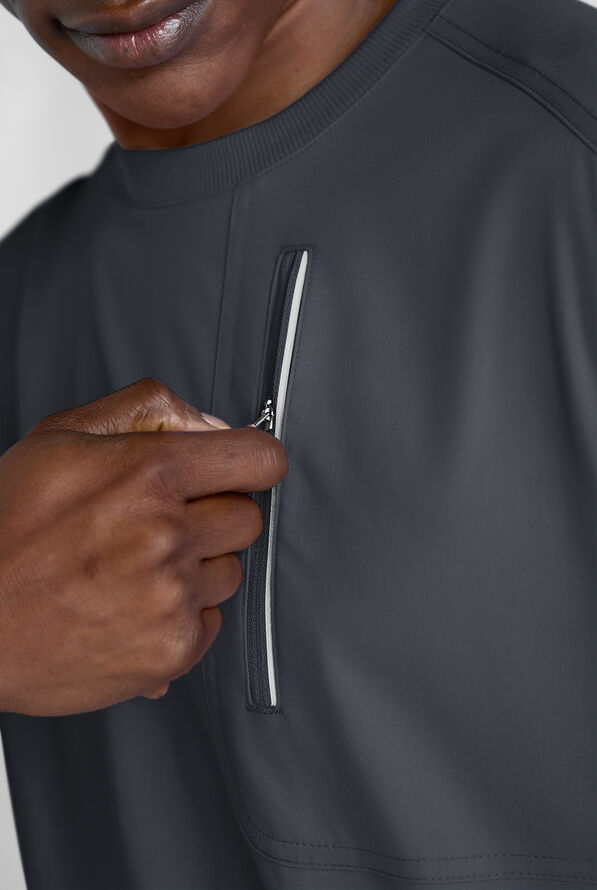 Advantage STRETCH Men's 3-Pocket Crew Neck Scrub Top - Pewter - 2